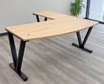 71&quot Beaumont Steel V-Leg Bow Front L-Shaped Desk