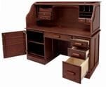 60&quotW Solid Oak Rolltop Computer Desk in Cherry Finish - IN STOCK! Made in USA 
