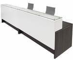 Emerge Glass Top 2-Person Reception Desk w/Drawers & LED Lights - 132&quotW