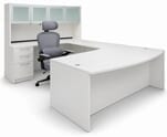 White U-Shaped Workstation w/Hutch
