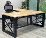 Xdustrial Series 71&quotW x 84&quotD Solid Hardwood Black Metal Frame L-Shaped Desk