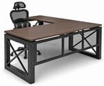 Xdustrial Series 71&quotW x 84&quotD Solid Hardwood Black Metal Frame L-Shaped Desk