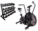 Total Fitness Set with 5-50 lb. Dumbbell Set w/ Storage Rack and Air Resistance Bike