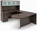 Mocha Peninsula U-Shaped Workstation w/Hutch