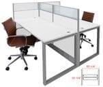 48&quotH TrendSpaces White Laminate 2-Person Straight Washable Cubicle w/Glass