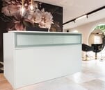 71&quotW White Salon Reception Desk Shell - Drawers Sold Separately