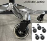 Upgrade 3&quot Heavy Duty Rubber In-Line Office Chair Caster Set for Carpet or Hard Floors