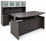 Adjustable Height Bow Front U-Shaped Desk w/Hutch in Charcoal