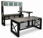 Xdustrial  Series 71&quotW x 107&quotD Executive Black Metal Frame U-Shaped Desk w/ Electric Lift Bridge & Hutch