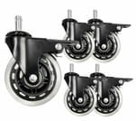 Upgrade Set of 5 3&quot Rubber In-Line Locking Office Chair Casters with 350 lb. Capacity - FREE with $500 Purchase!