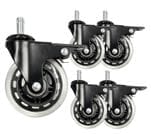 Upgrade Set of 5 3&quot Rubber In-Line Locking Office Chair Casters with 350 lb. Capacity