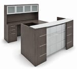 U-Shaped Glass Front Reception Desk w/Hutch