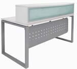 66&quotW TrendSpaces White Reception Desk with Frosted Glass