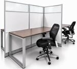 67&quotH TrendSpaces White Laminate 4-Person Cluster Washable Cubicle w/Glass