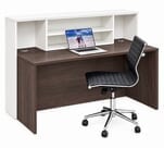 65&quotW Reception Desk With Full Size White Reception Cap