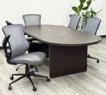 8' Mocha Oval Racetrack Conference Table w/6 Gray Mesh Chairs