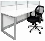 TrendSpaces Washable White Laminate Cubicles w/Glass Series - 48&quotH Open Ended Cubicle