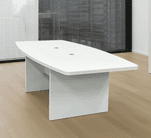 8' White Boat Shaped Conference Table