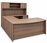 Urban Walnut Conference U-Shaped Workstation w/Hutch - 71&quotW x 100&quotD