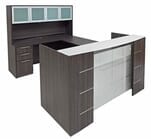 U-Shaped Glass Front Reception Desk w/Hutch