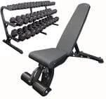 5-100 lb. Dumbbell Set w/ Storage Rack and Adjustable Weight Bench