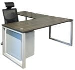 TrendSpaces 66" x 77" Managers Office L-Desk, File & Chair - Furniture Set