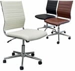 Padded Modern Classic Armless Leather Mid Back Chair in 3 Colors