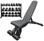 5-50 lb. Dumbbell Set w/ Storage Rack and Adjustable Weight Bench
