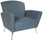 Mid-Century Style Vinyl Lounge Seating Series - Lounge Chair with Chrome Legs