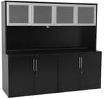 Black Storage Credenza w/Glass Door Hutch