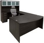 Charcoal Woodgrain Laminate Conference U-Shaped Workstation w/Hutch