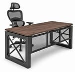 Xdustrial Series 66&quotW x 30&quotD Solid Hardwood and Black Frame Desk - Complete Office Series