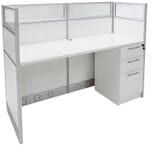 60&quotW White Laminate Washable Cubicles - 60&quotW x 24&quotD x 48&quotH Starter Cubicle
