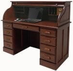 54-1/2&quotW Deluxe Solid Oak Roll Top Desk w/Laptop Clearance - Made in USA