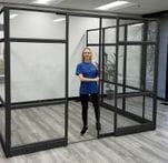 7'H Sliding Glass Door with Black Frame