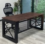 Xdustrial Series 66&quotW x 30&quotD Solid Hardwood and Black Frame Desk - Complete Office Series