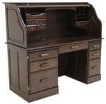 60&quotW Solid Oak Rolltop Computer Desk in Espresso Finish IN STOCK! - Made in USA