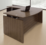 71&quot x 89&quot Enclosed Fully Height Adjustable Bow Front L-Shaped Desk - Other Sizes Available