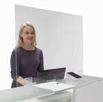 EZ Install 24&quotW x 24&quotH Reception Sneeze Guard w/ Polycarbonate Clamps - IN STOCK!