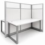 67&quotH TrendSpaces White Laminate 2-Person Straight Washable Cubicle w/Glass