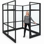 6' x 6' x 7'H Clear Glass Modular Office w/ Black Frame - Starter Cubicle