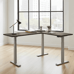 71&quot x 71&quot Solid Hardwood L-Shaped Electric Lift Desk - Other Sizes Available