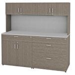 72" Custom Counter Height Workstation with Locking Storage Hutch and Tackboard