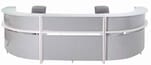 White 2-Person Wrap Around Glass Top Reception Desk