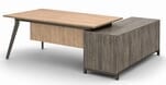 8'W Desert Oak & Smoked Timber Executive L-Desk with Storage