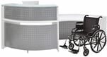 White Curved Wave Glass Top ADA Reception Desk