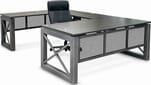 Xdustrial  Series 71&quotW x 107&quotD Executive Raw Metal Frame U-Shaped Desk