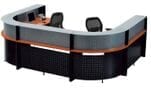 U-Shaped 2-Person Glass Top Reception Desk in Cherry