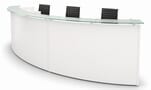 3-Person Curved Glass Top Reception Desk in Charcoal or White - 13' Wide