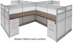 12'W x 12'D x 48&quotH White Laminate Washable Complete 4-Person Cluster Office Cubicle - Starter Unit